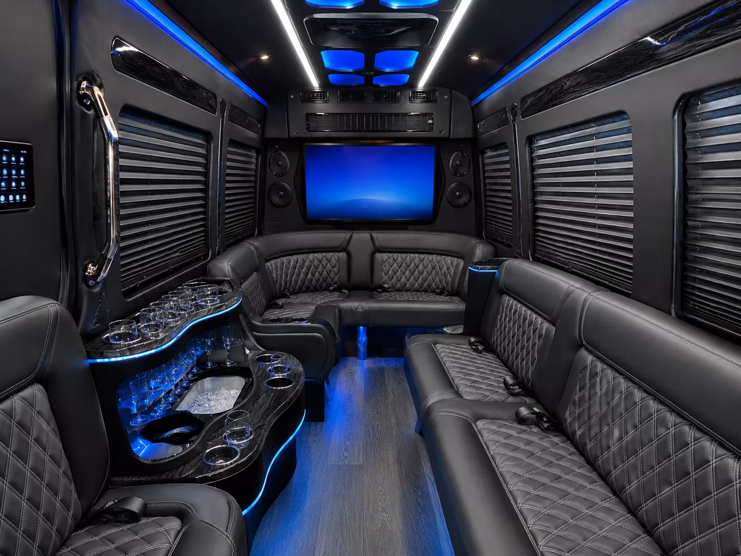 san ramon 18 passenger party bus inside